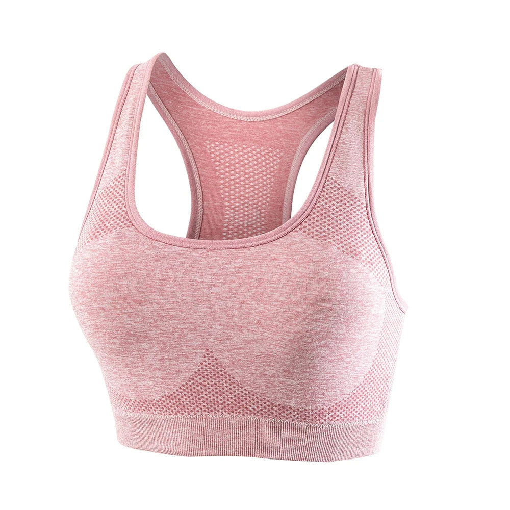 Pink Cotton Shockproof Sports Bra