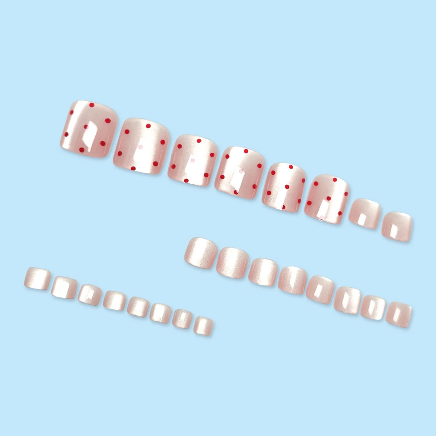 24pcs Sheer Nude Pink Polka Dot Press-On Toenails