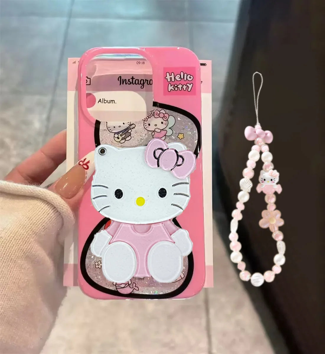 Pink Hello Kitty Y2K Glitter iPhone Case
