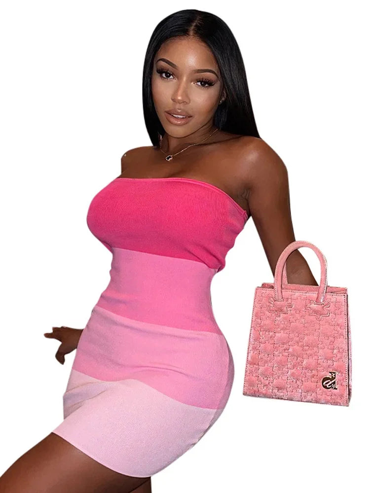 Pink Strapless Bodycon Dress