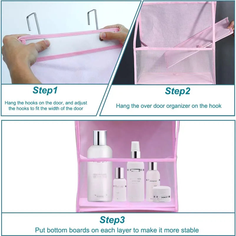 Pink 4-Layer Foldable Hanging Storage Organizer