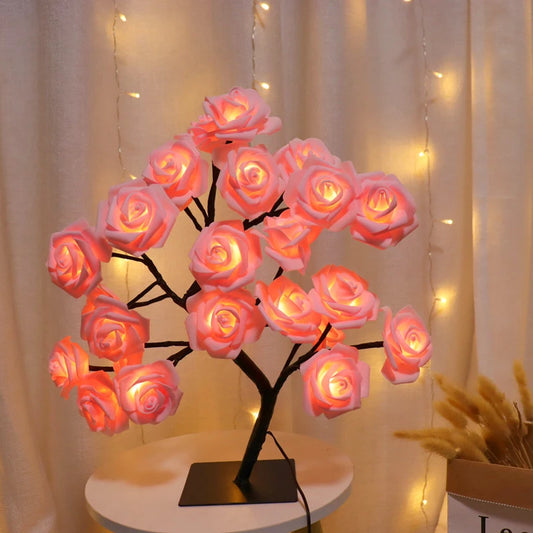 Pink LED Rose Tree Table Lamp