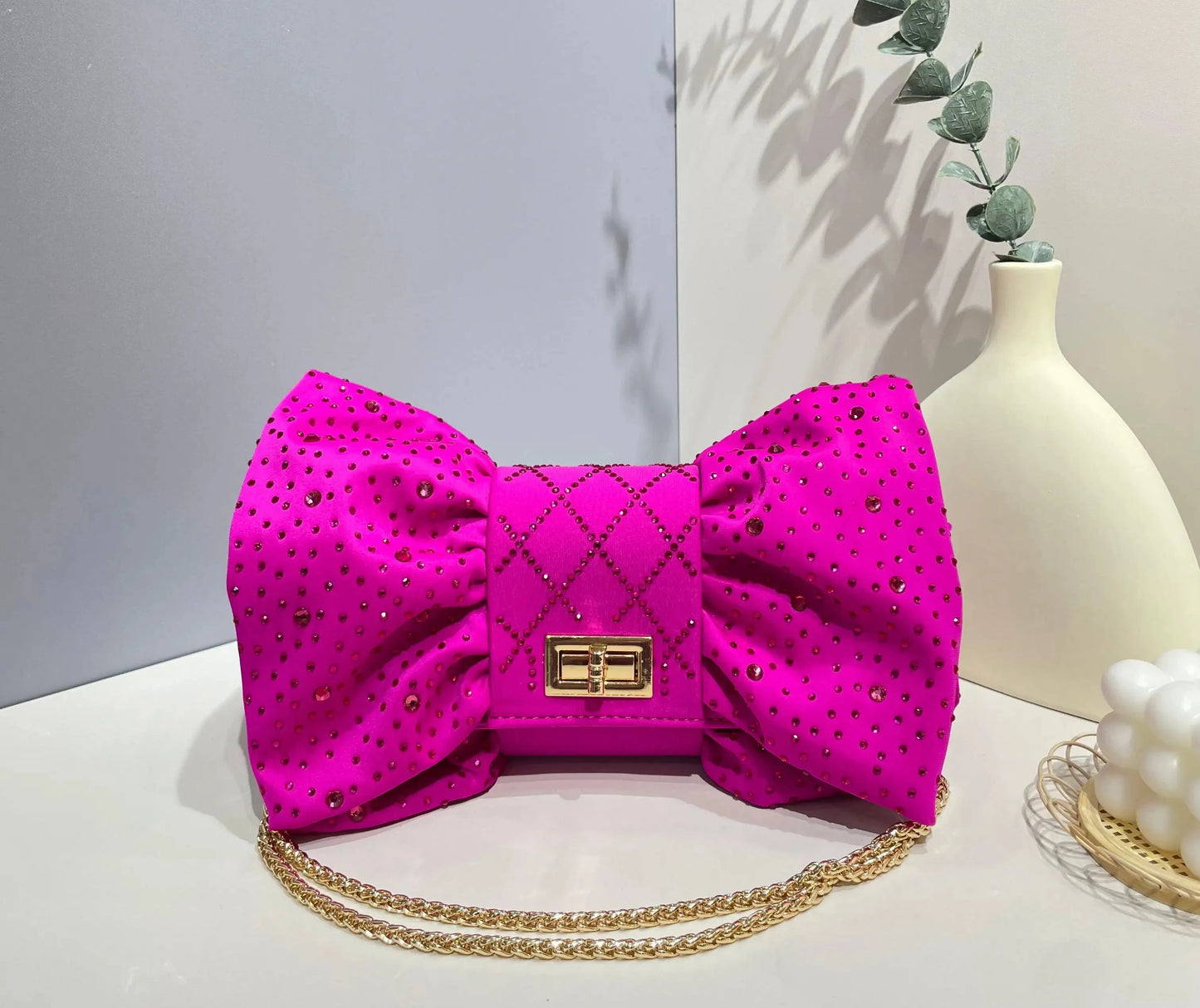 Pink Butterfly Rhinestone Evening Clutch