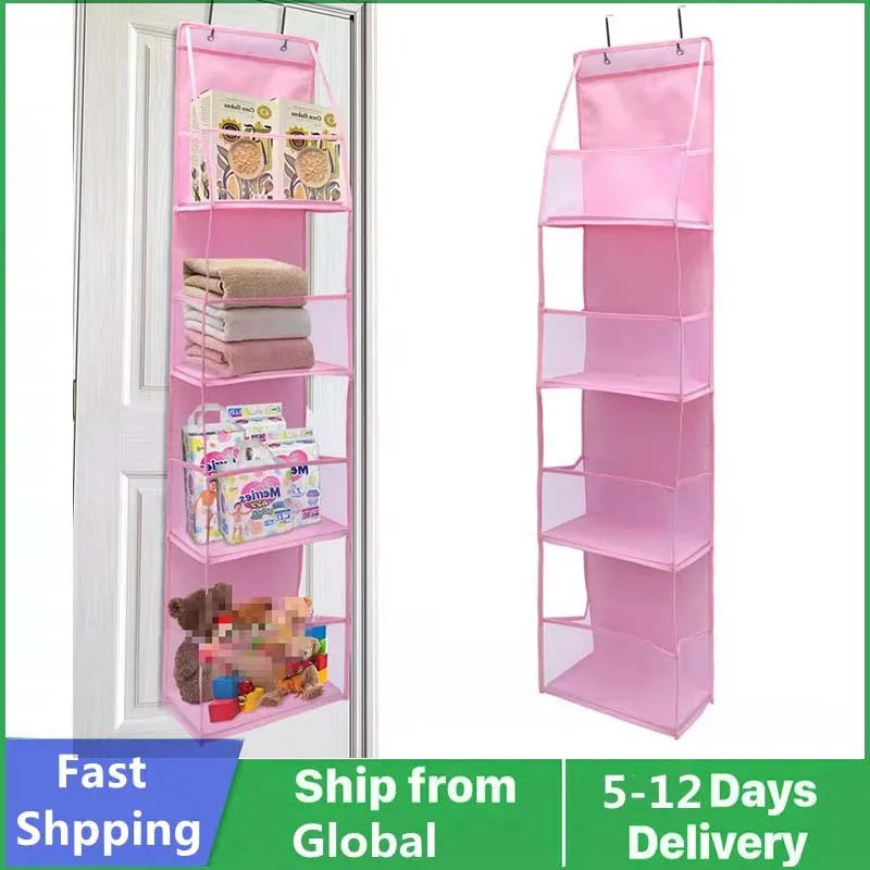 Pink 4-Layer Foldable Hanging Storage Organizer