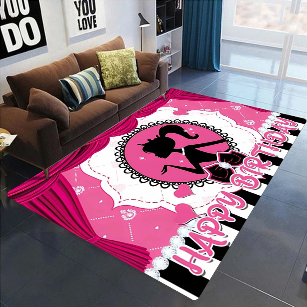 Barbie Pink Heart Area Rug