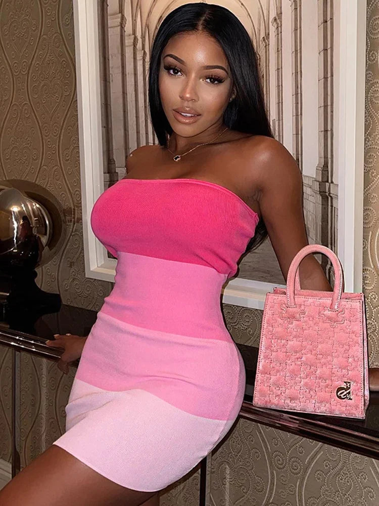 Pink Strapless Bodycon Dress