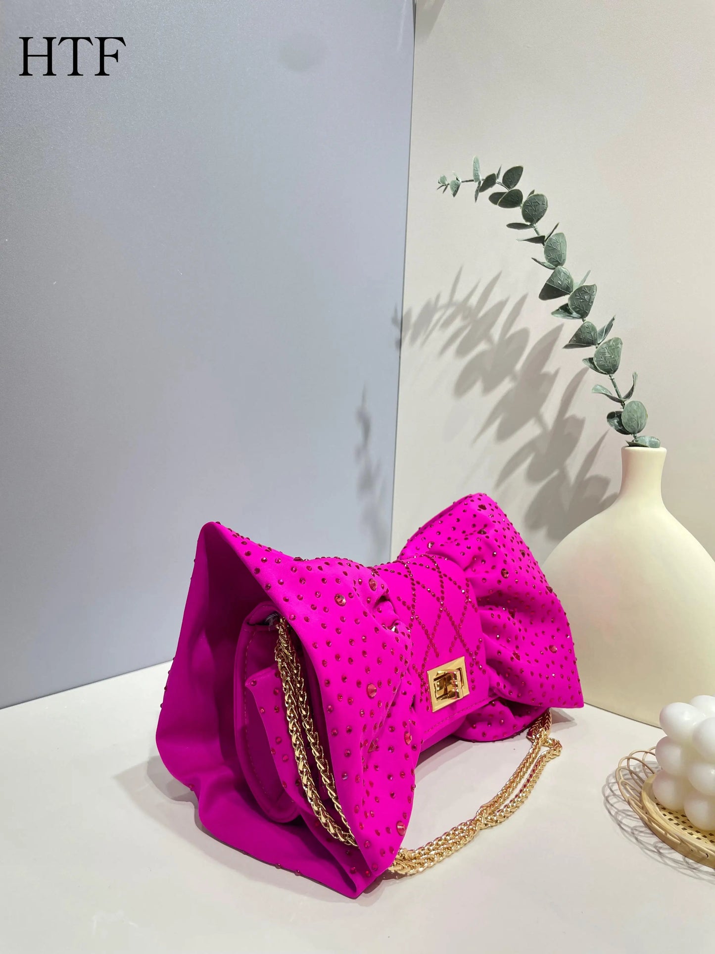 Pink Butterfly Rhinestone Evening Clutch