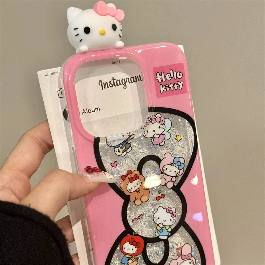 Pink Hello Kitty Y2K Glitter iPhone Case