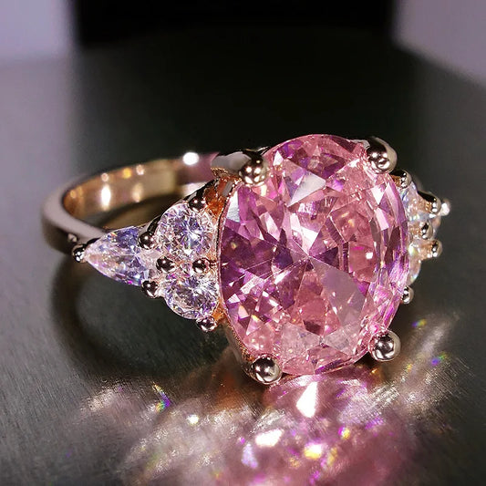 Pink Zircon Oval Engagement Ring