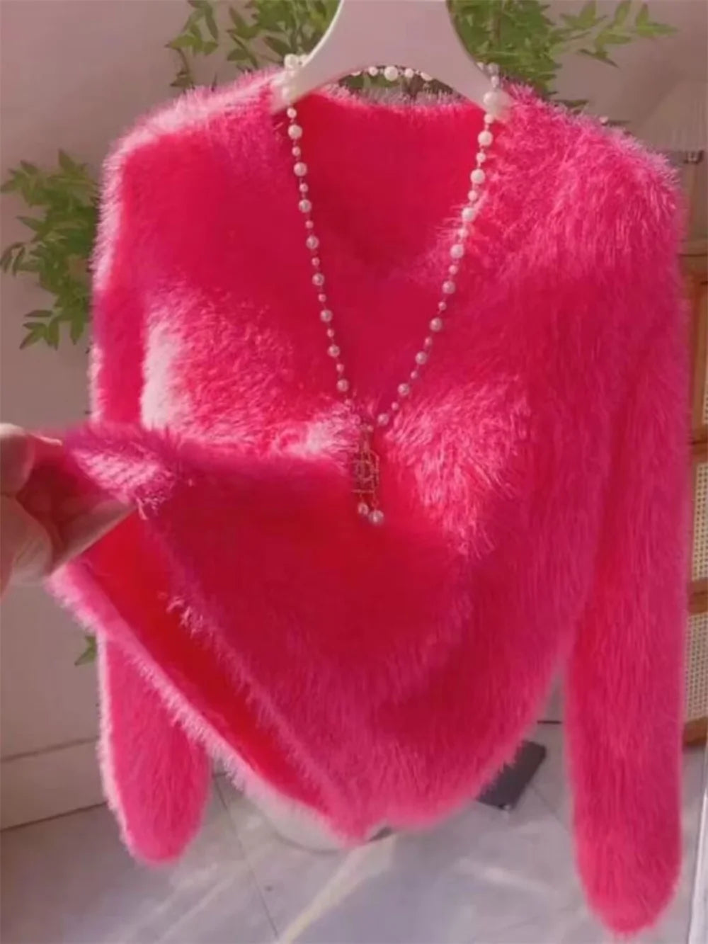 Pink Mink Cashmere Knitted Pullover