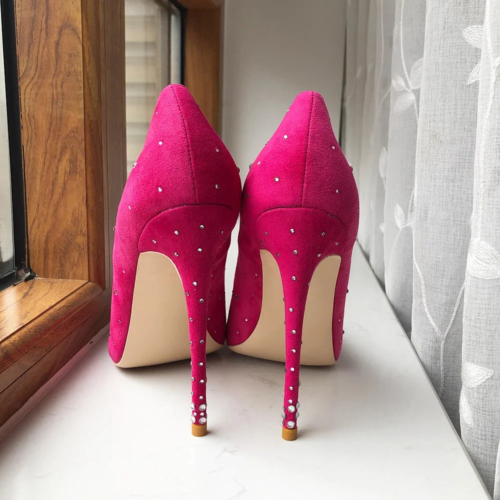 Pink Glitter Diamond Stiletto Party Pumps