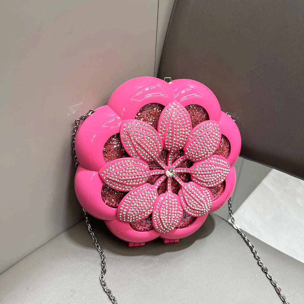 Pink Petal Shape Designer Shoulder Bag