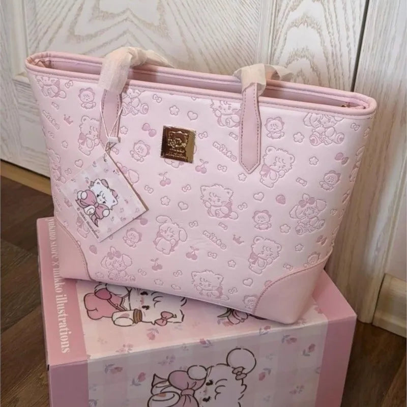 Sweet Pink Kawaii Print Tote Bag
