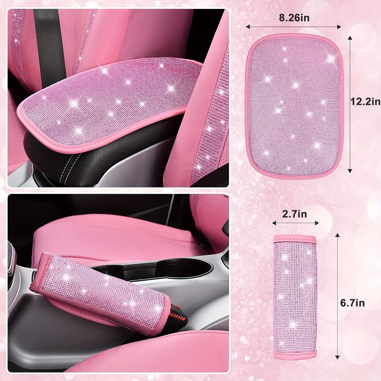 22 PCS Pink Bling Car Accessories Set