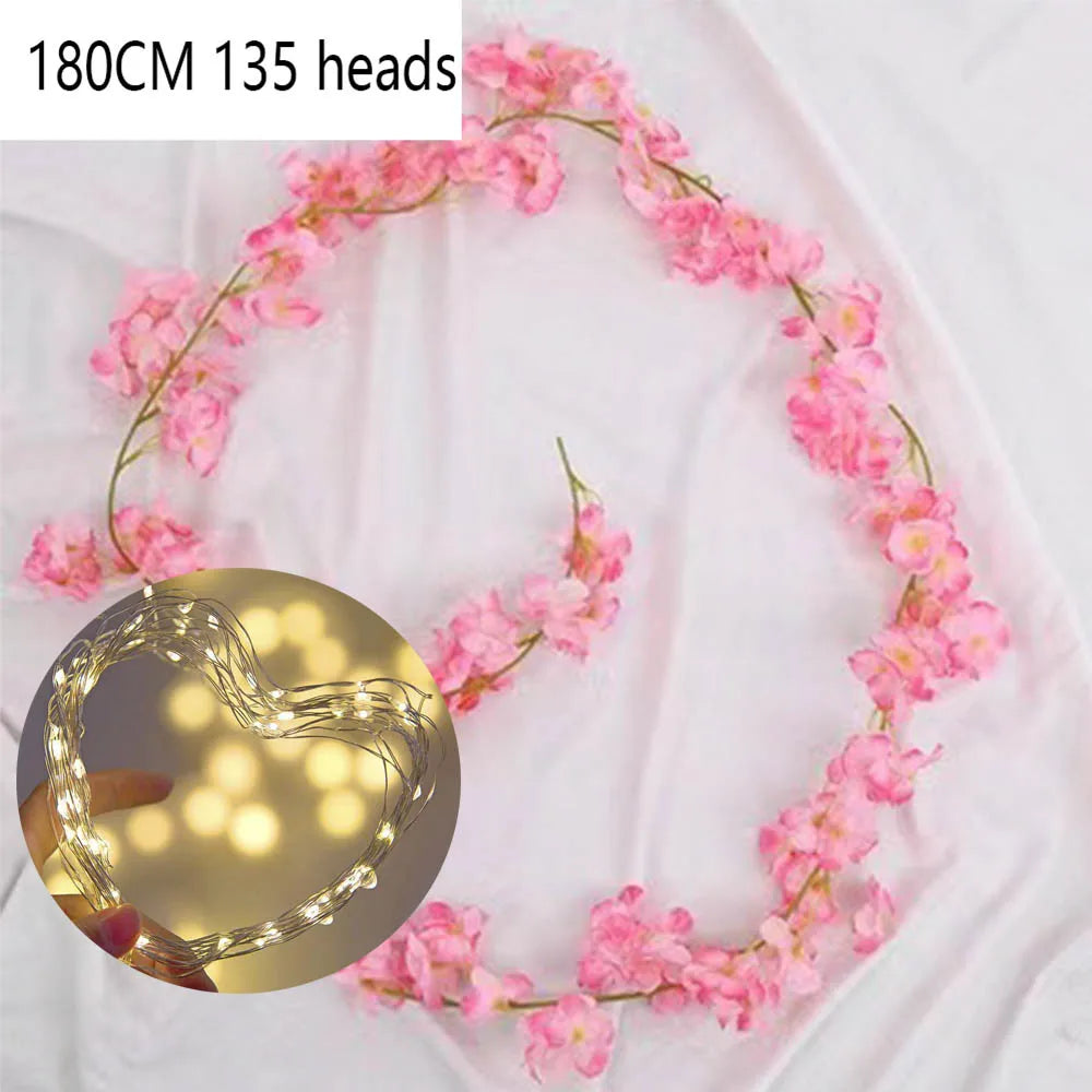 Pink Cherry Blossom Vine Garland Set