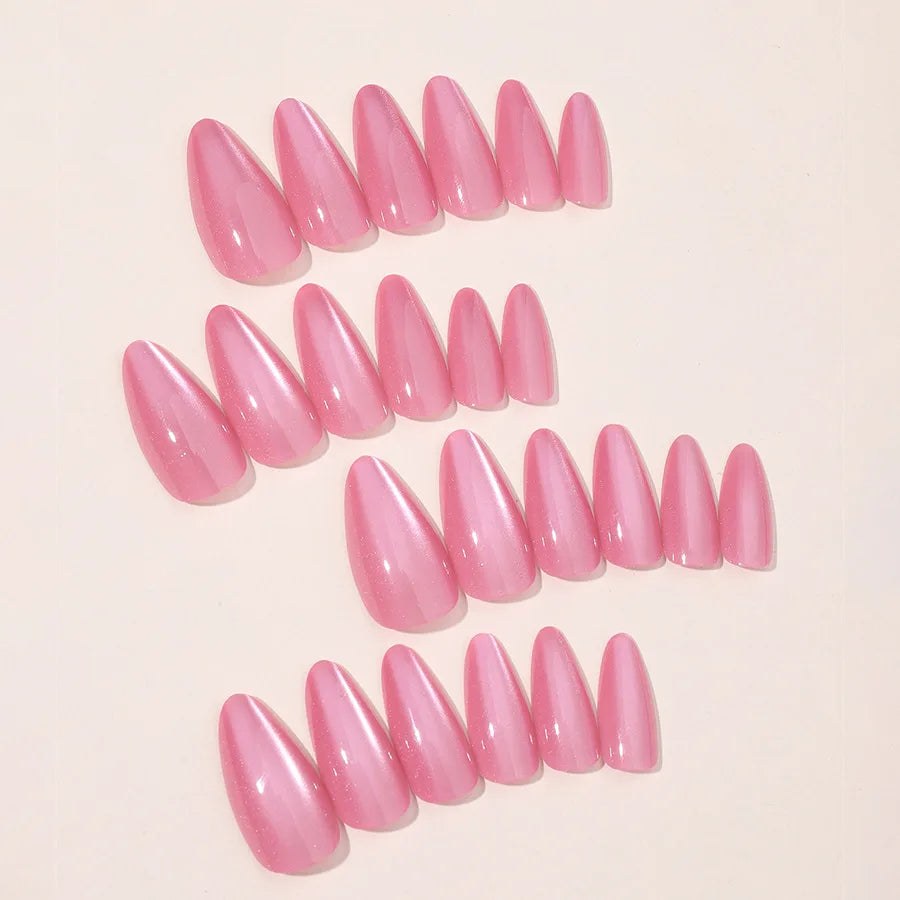 Pink Cat Eye Gradient Almond Press-On Nails