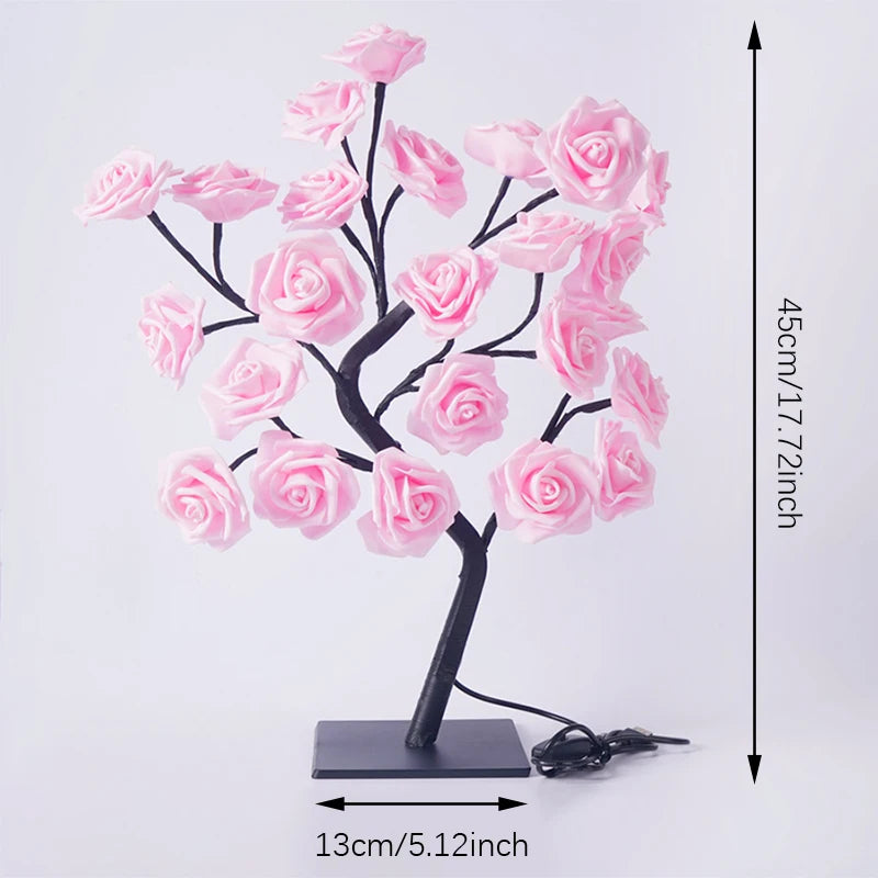 Pink LED Rose Tree Table Lamp