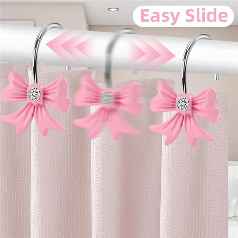 Pink Bow Knot Shower Curtain Hooks