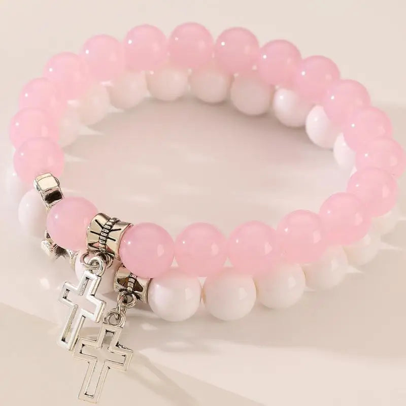 Pink Crystal Cross Bracelets
