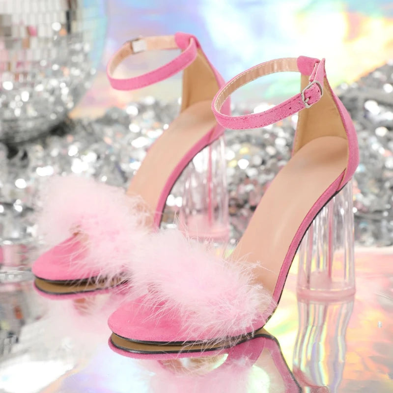 Pink Transparent Heel Shoes