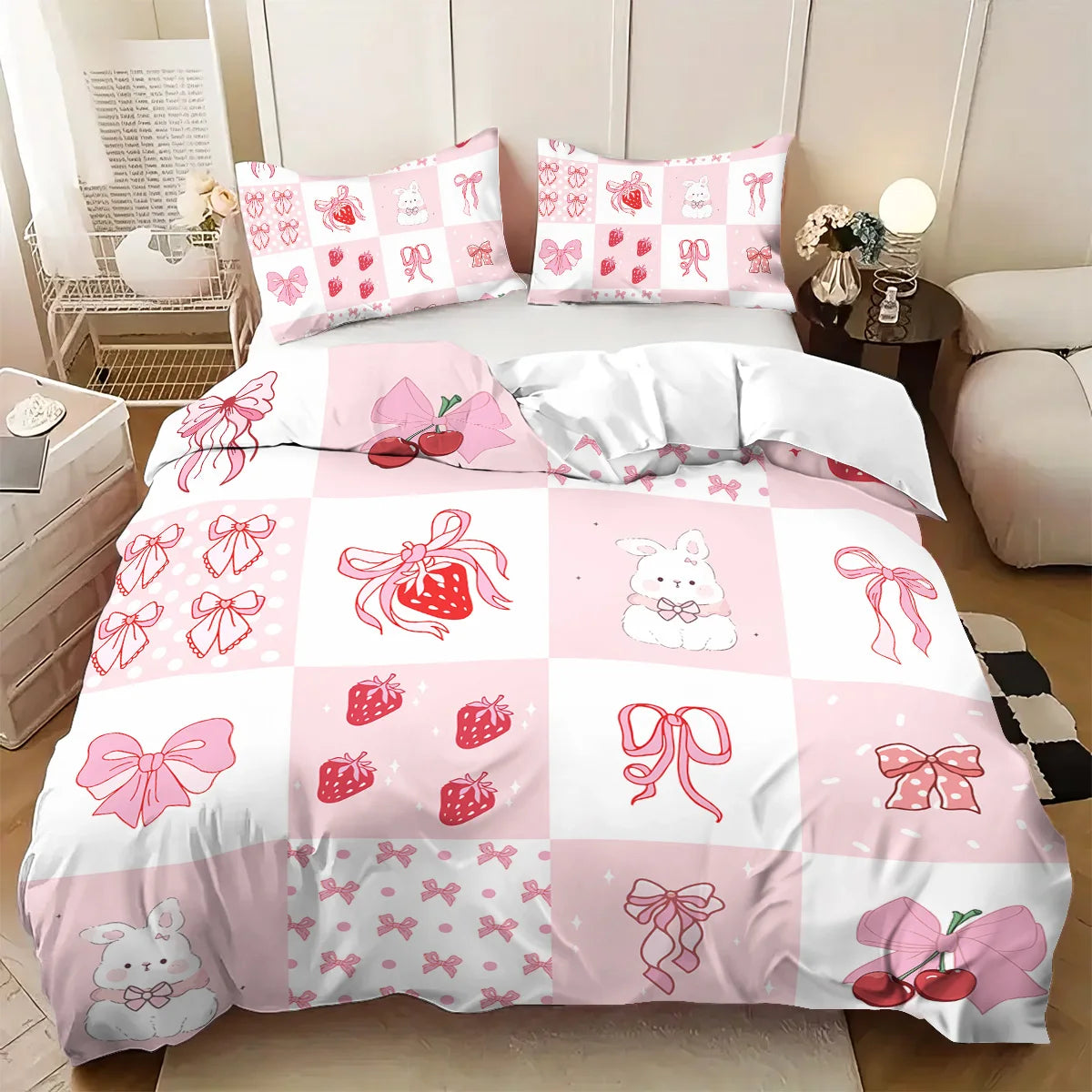 Pink Bow Pattern Bedding Set