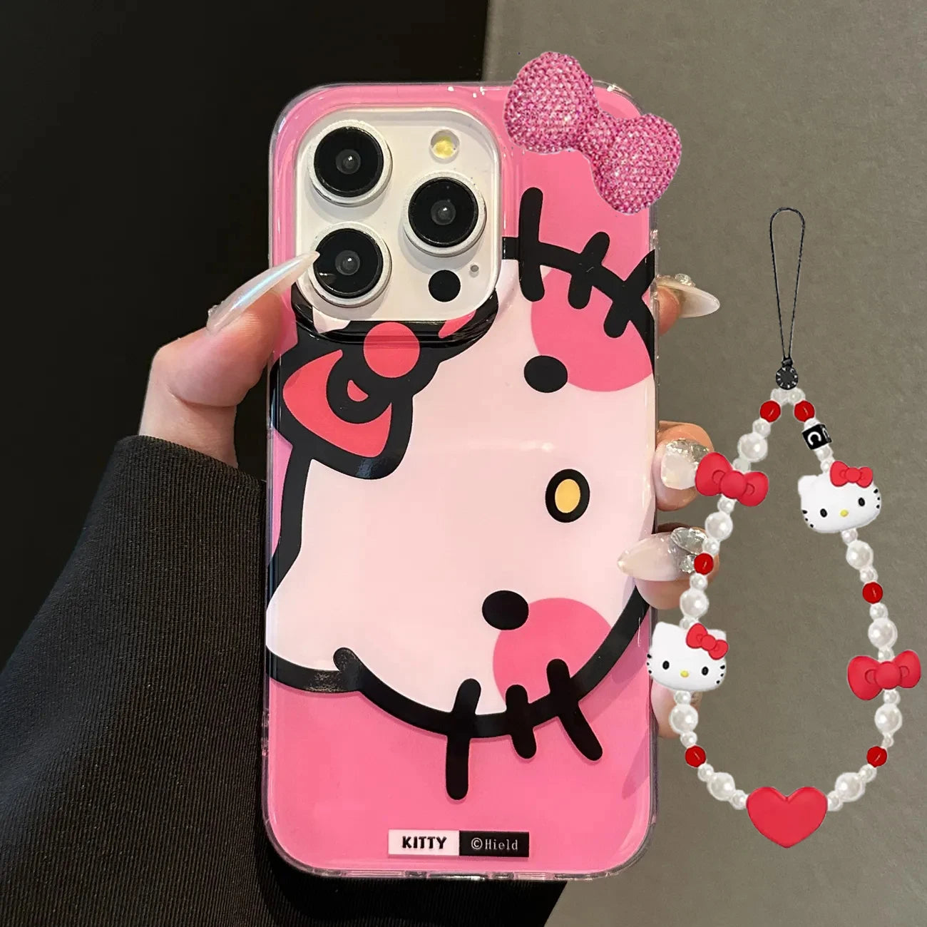 Pink Hello Kitty Bow Strap Kawaii iPhone Case