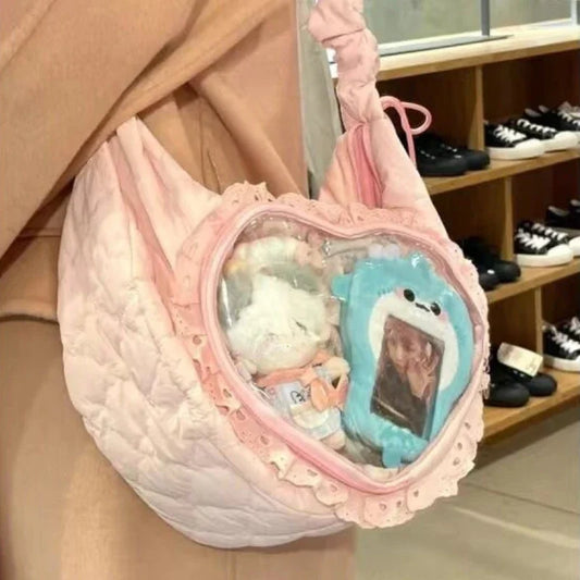 Pink Pleated Heart Lolita Shoulder Bag