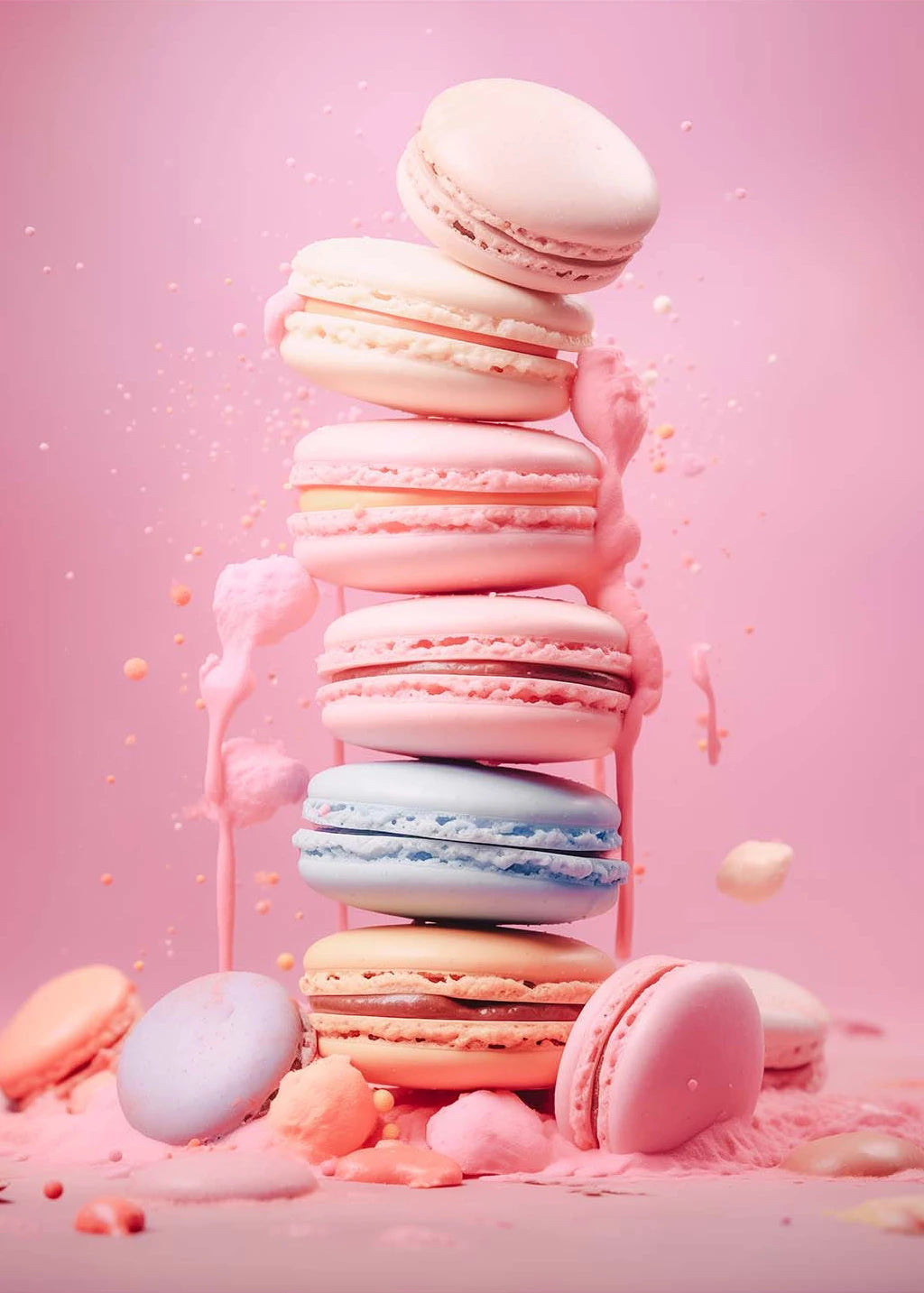 Pink Macaron Ice Cream Canvas Art
