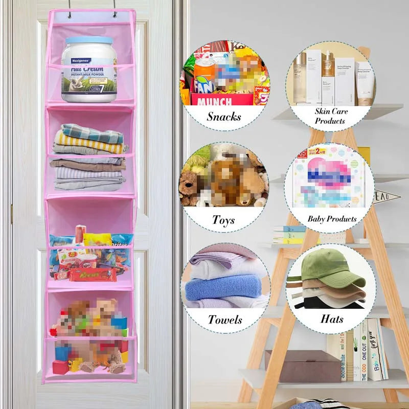 Pink 4-Layer Foldable Hanging Storage Organizer