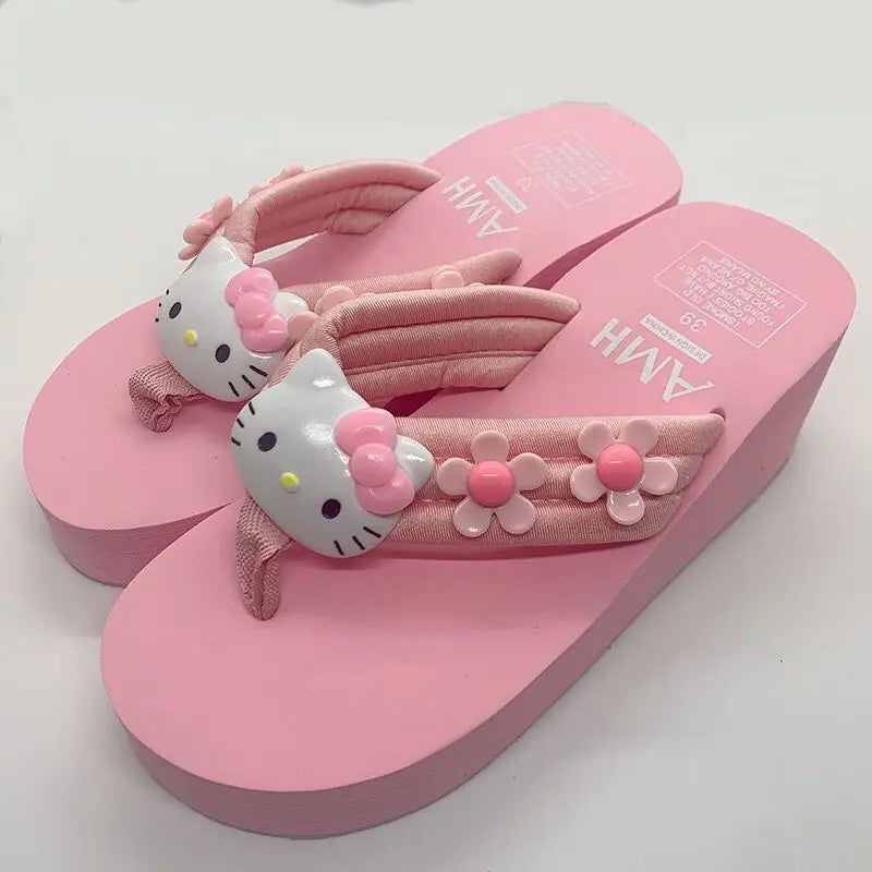Pink Hello Kitty & Melody Y2K Flip Flops
