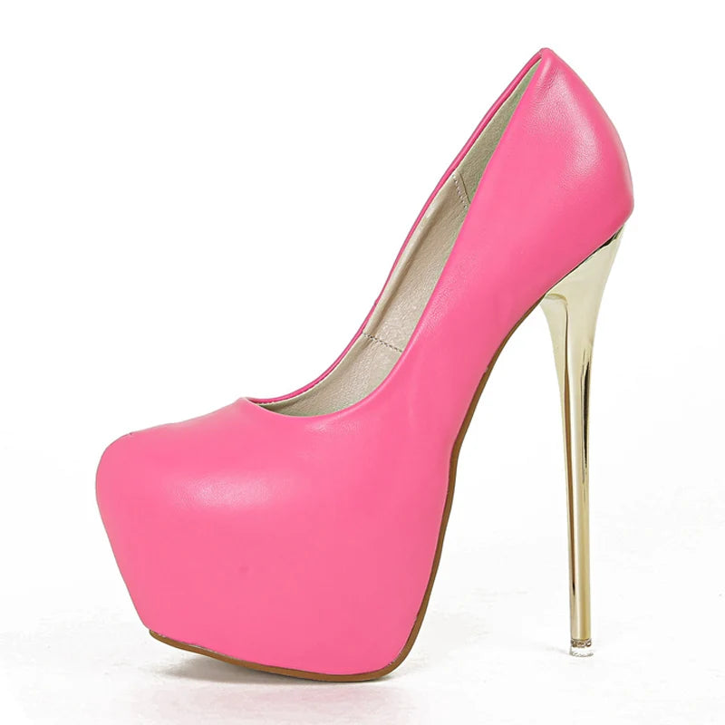 Pink PU Platform Stilettos
