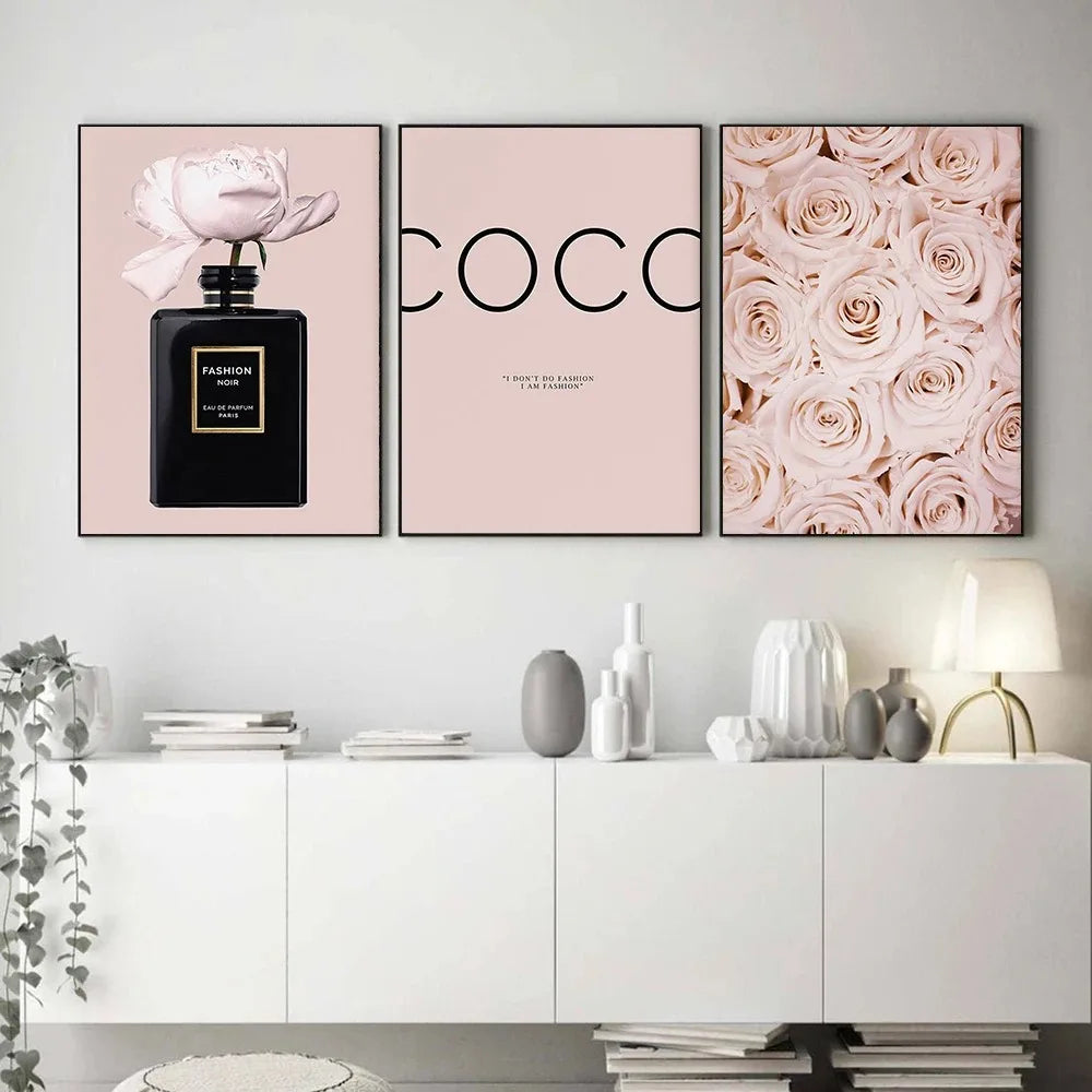 Pink Perfume Bottle Canvas Art