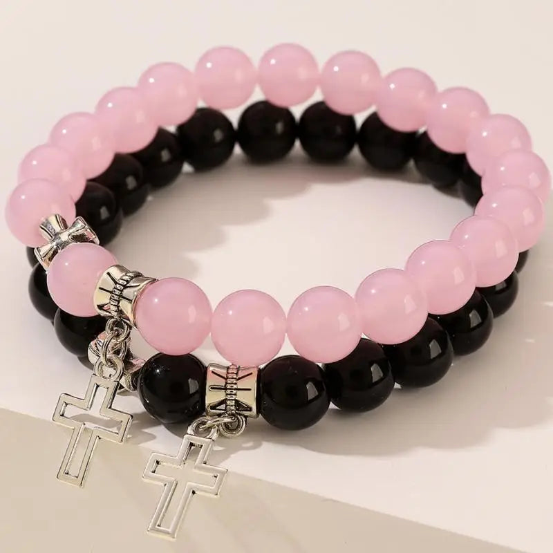 Pink Crystal Cross Bracelets