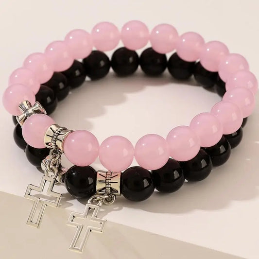 Pink Crystal Cross Bracelets