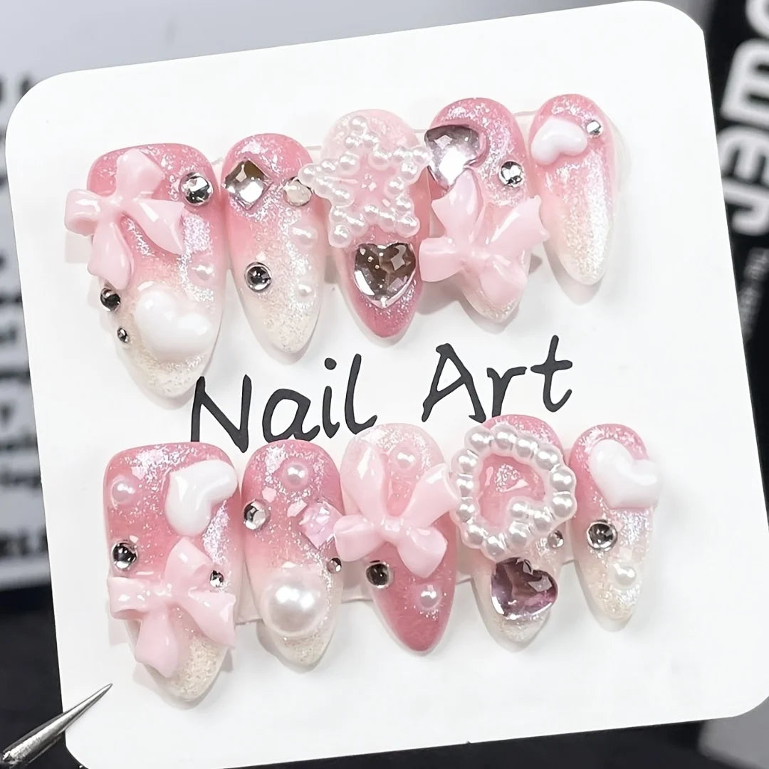 Pink Sweetheart Cute Style Handmade Press-On Nails