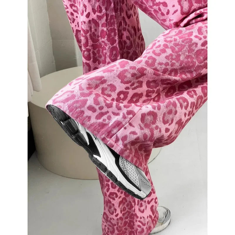 Pink Leopard Baggy Jeans