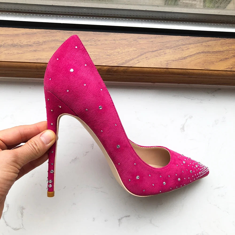 Pink Glitter Diamond Stiletto Party Pumps
