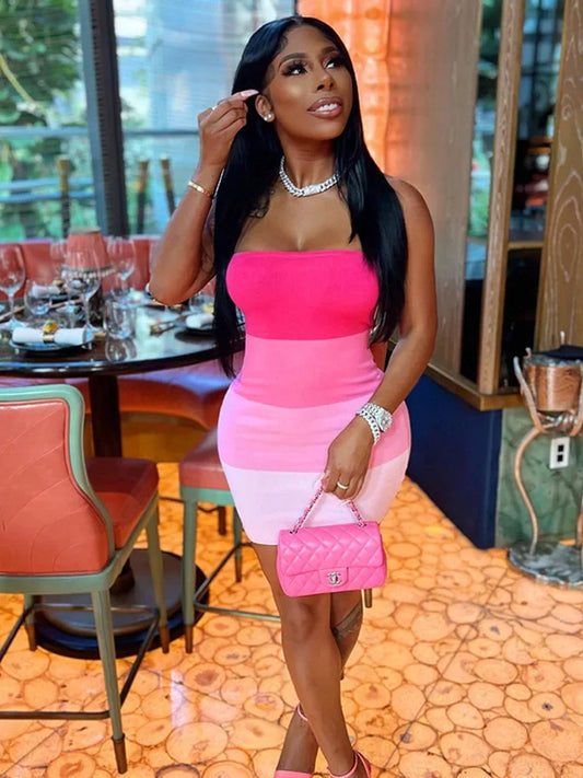 Pink Strapless Bodycon Dress