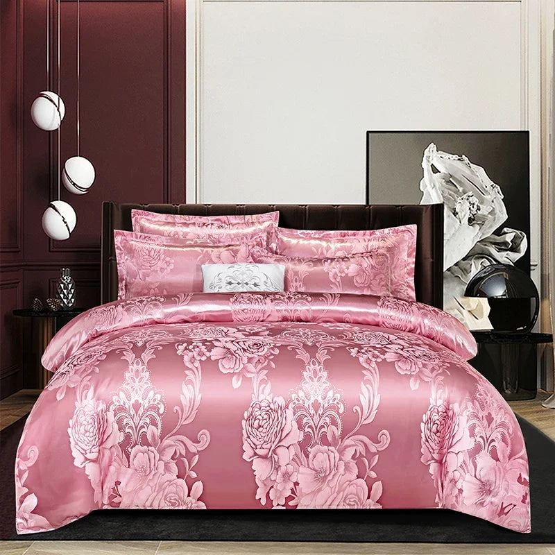 Pink 3pcs European Light Luxury Bedding Set