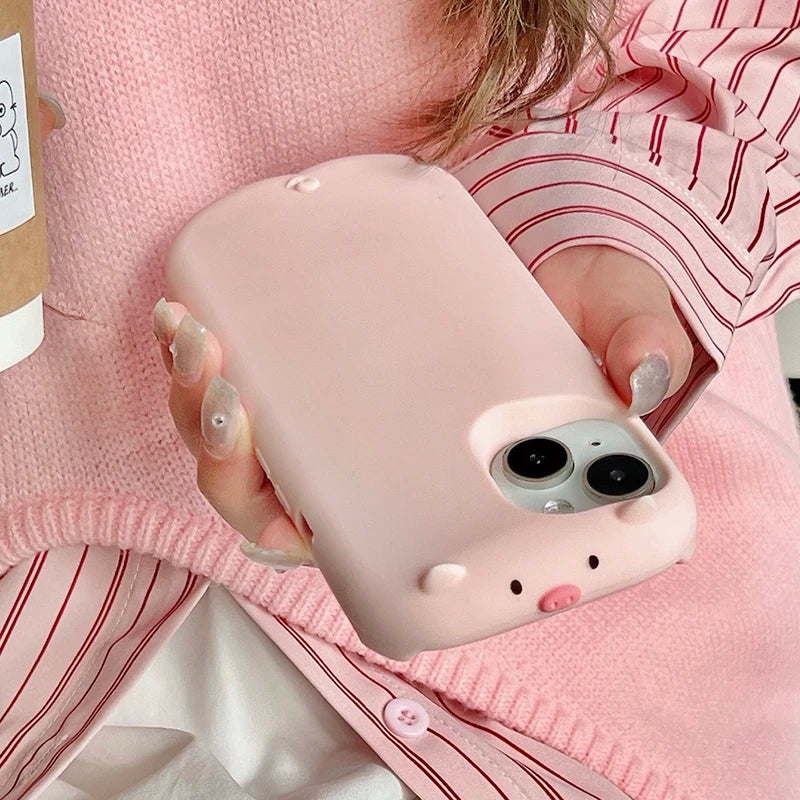 Pink 3D Piggy Silicone iPhone Case