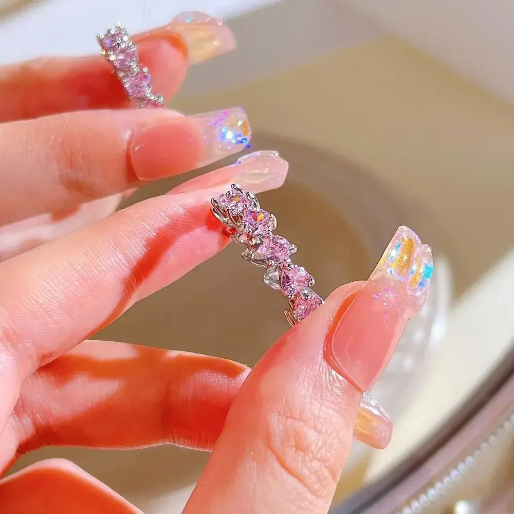 Pink Adjustable Ring Set