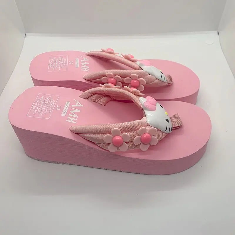 Pink Hello Kitty & Melody Y2K Flip Flops