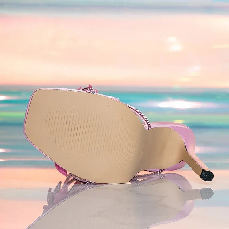 Pink Crystal Gladiator Party Heels