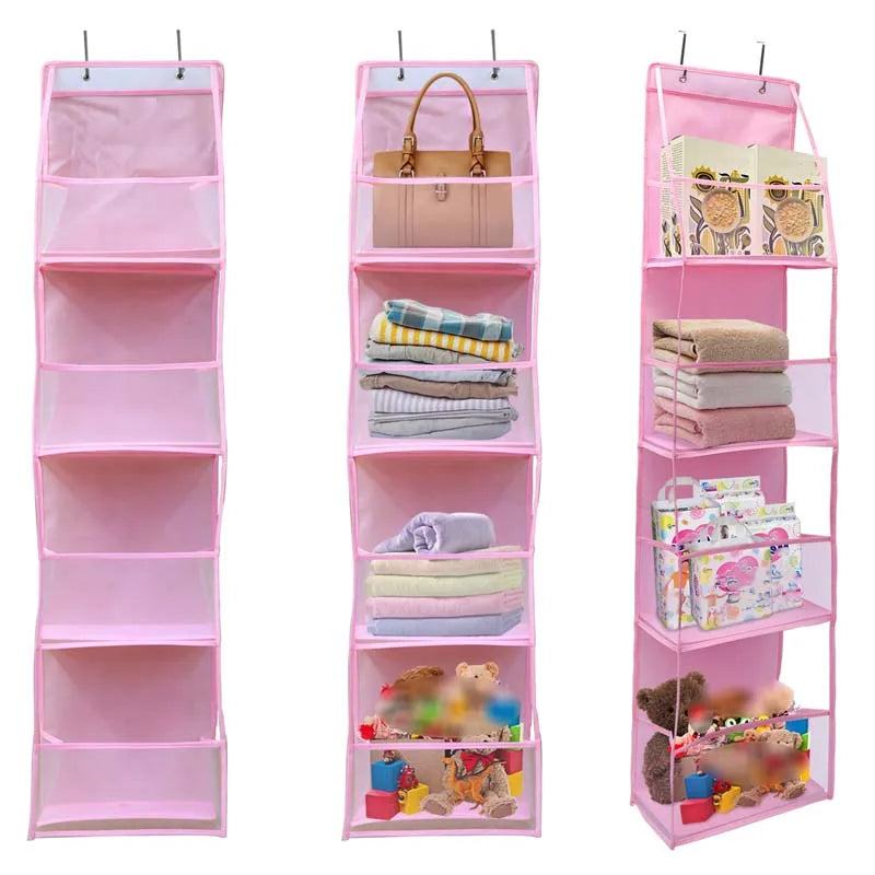 Pink 4-Layer Foldable Hanging Storage Organizer