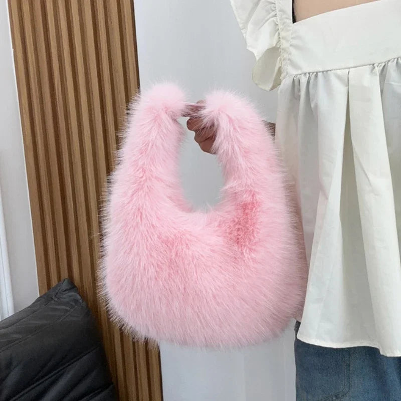 Cute Soft Plush Furry Hobo/Crossbody Bag