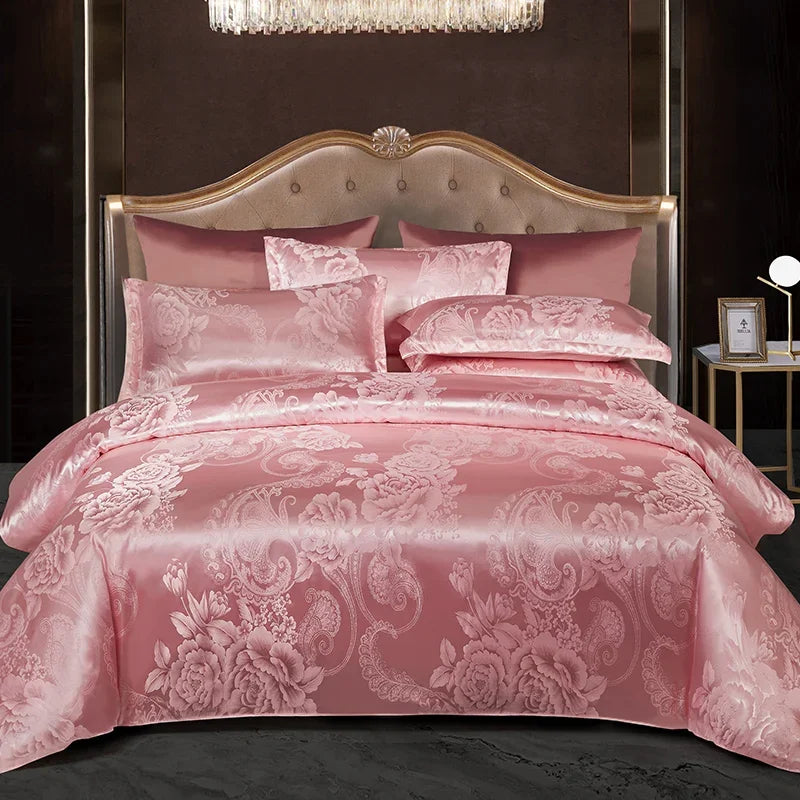 Pink 3pcs European Light Luxury Bedding Set
