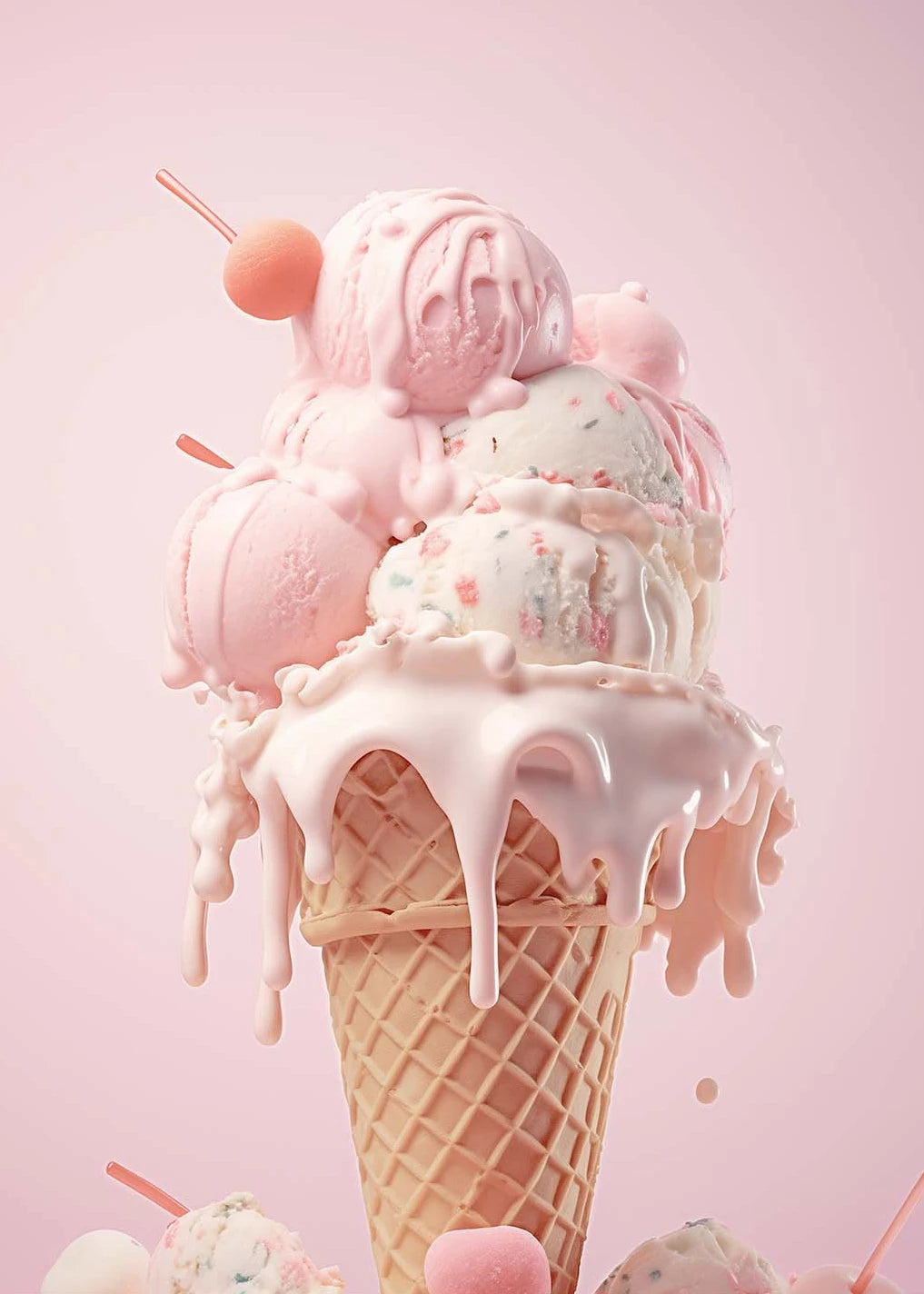 Pink Macaron Ice Cream Canvas Art