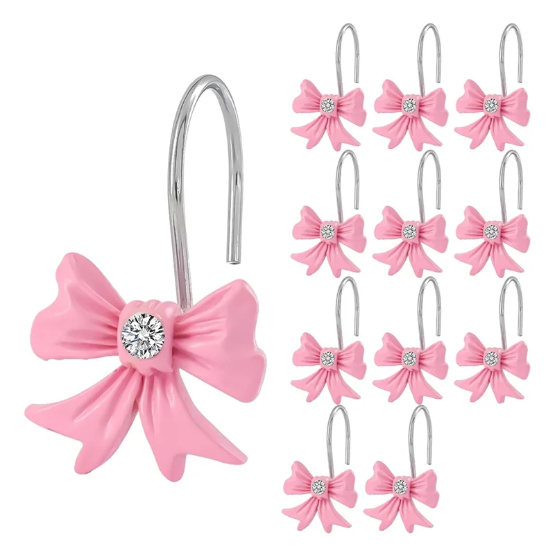 Pink Bow Knot Shower Curtain Hooks
