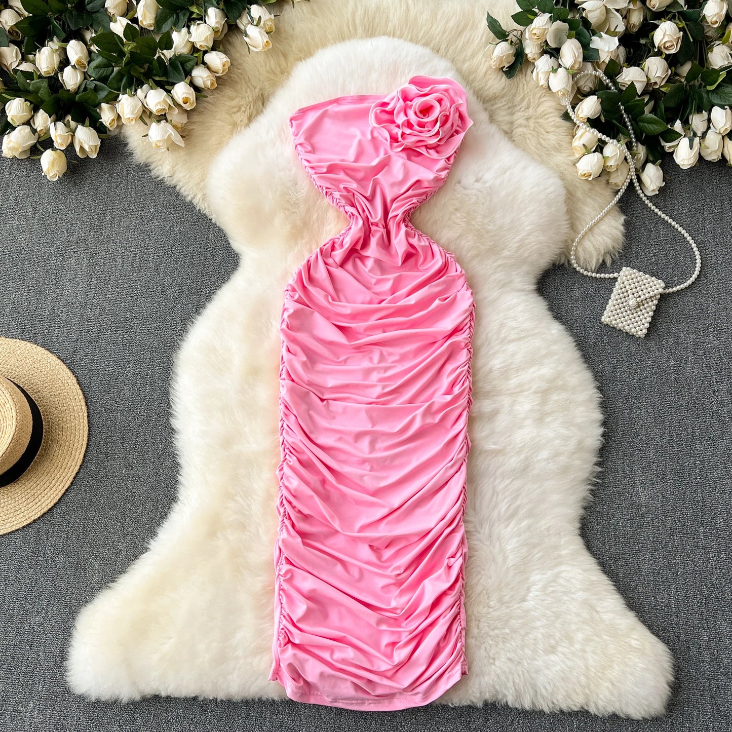 Pink Floral Tube Dress