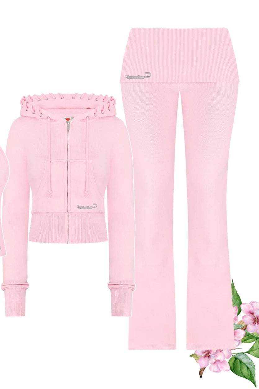 Pink Aesthetic Sportswear Two-Piece Set